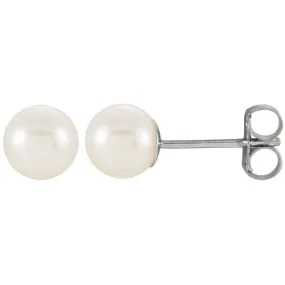 14K White 5-5.5 mm Cultured White Freshwater Pearl Earrings