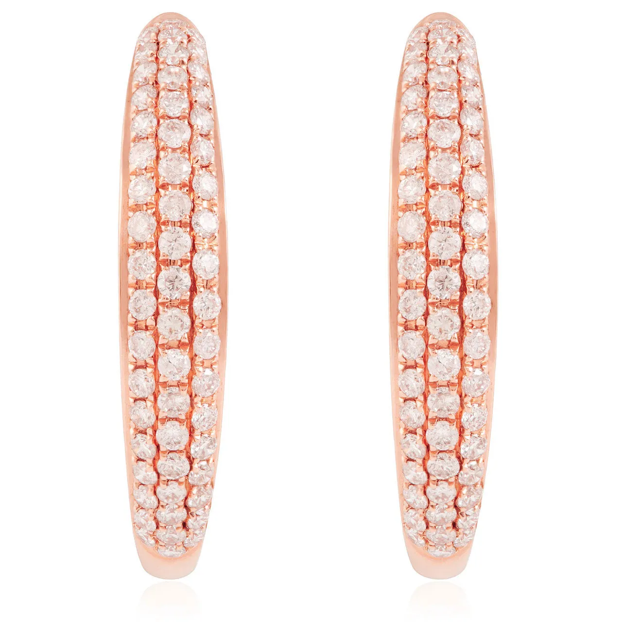 18k Rose Gold .88ct Diamond Hoop Earrings