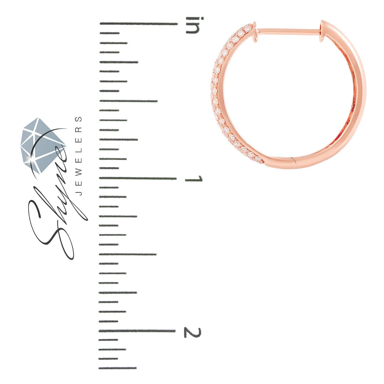 18k Rose Gold .88ct Diamond Hoop Earrings
