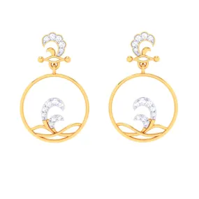 18k Water Droplet Themed Gold Diamond Earrings