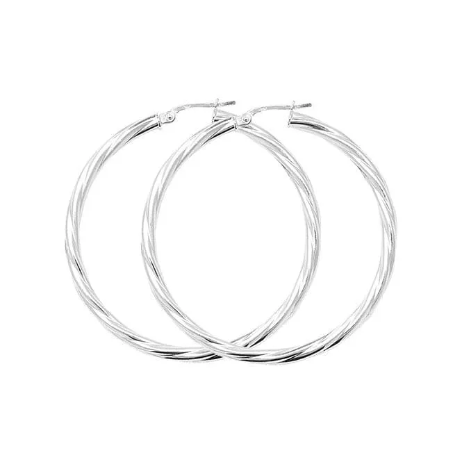 Acotis Silver Hoop Earrings Twisted G5104