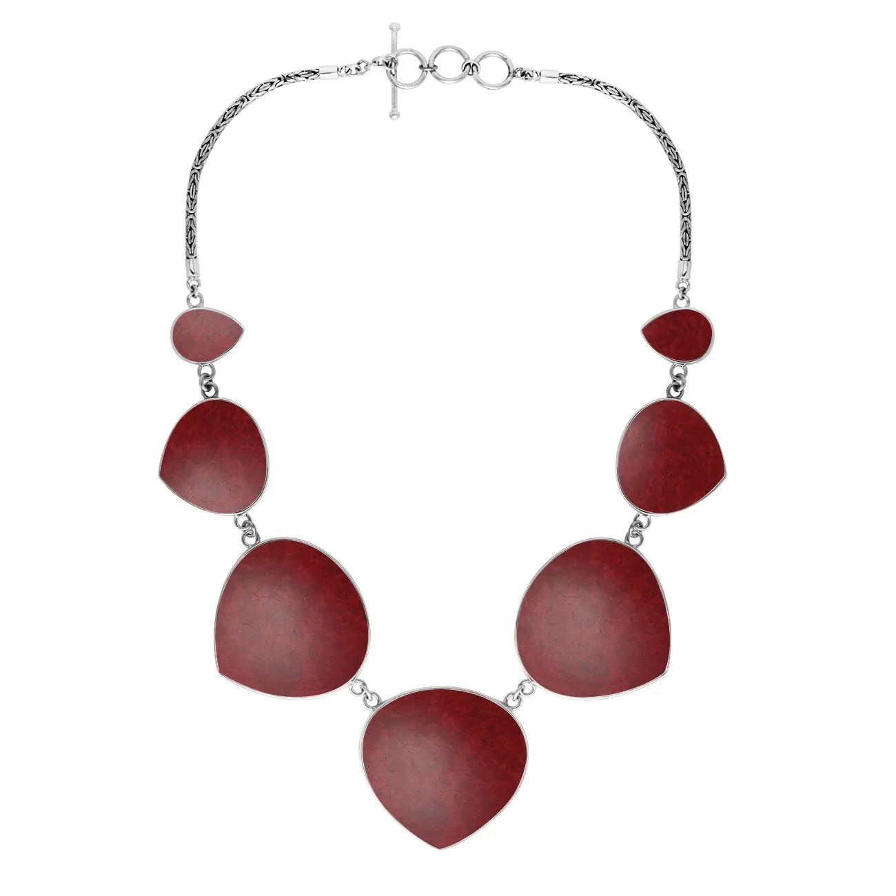 AN-1010-CR Sterling Silver Necklace With Coral