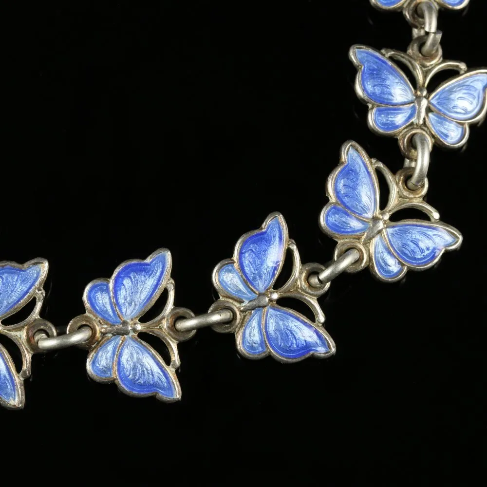 Antique Victorian Butterfly Enamel Bracelet Circa 1900