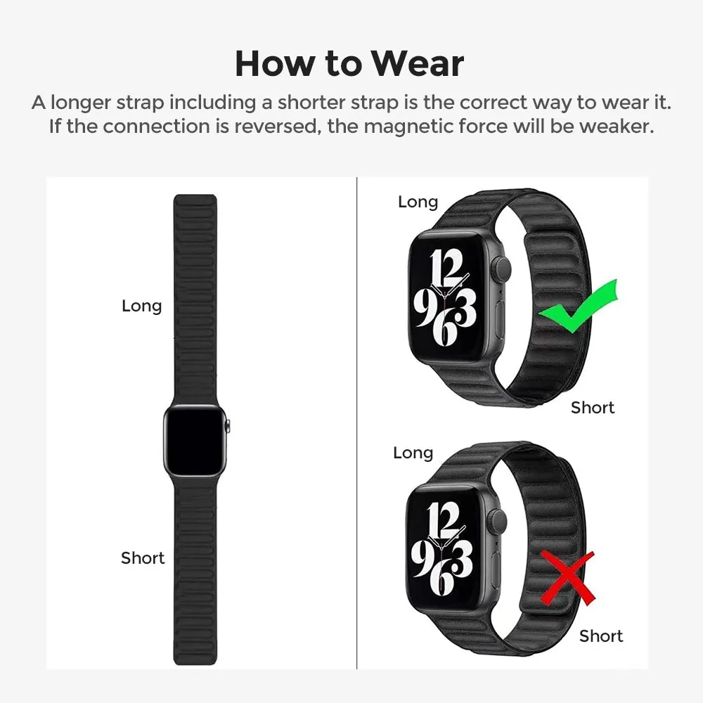 Apple Watch 41mm / 40mm / 38mm | Leather Magnetic Loop Watch Band Strap | White