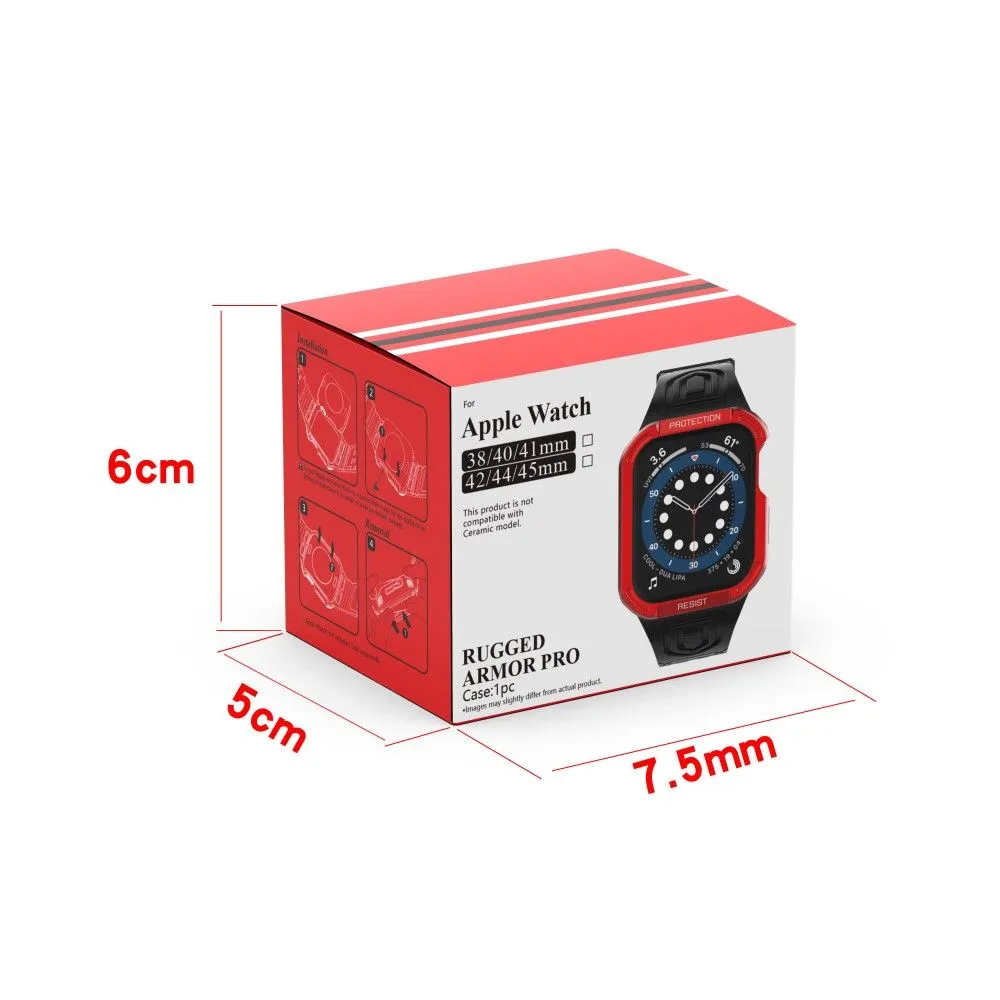Apple Watch (41mm) color contrast watch strap    protective case - Black / Black