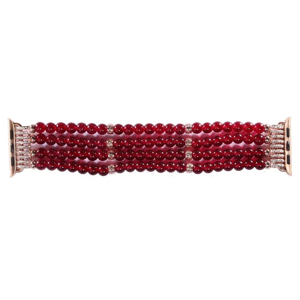 Apple Watch (45mm) four row pearl style watch strap - Red
