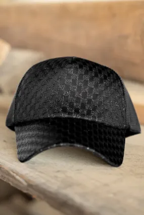 Black Glam Check  Baseball Cap