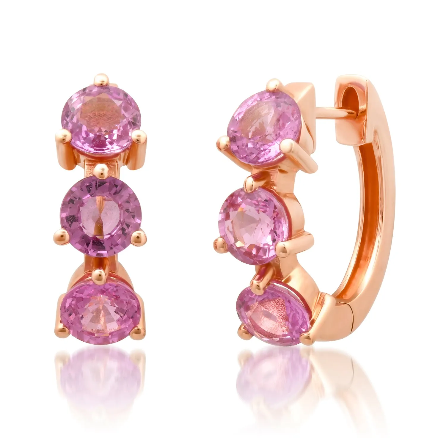 Brilliant Pink Sapphire Hoop Earrings