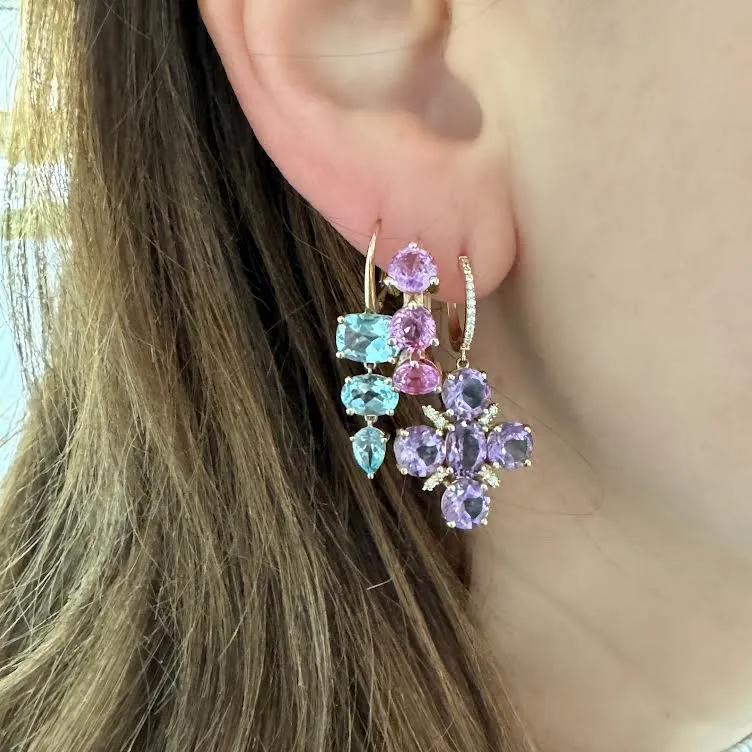 Brilliant Pink Sapphire Hoop Earrings