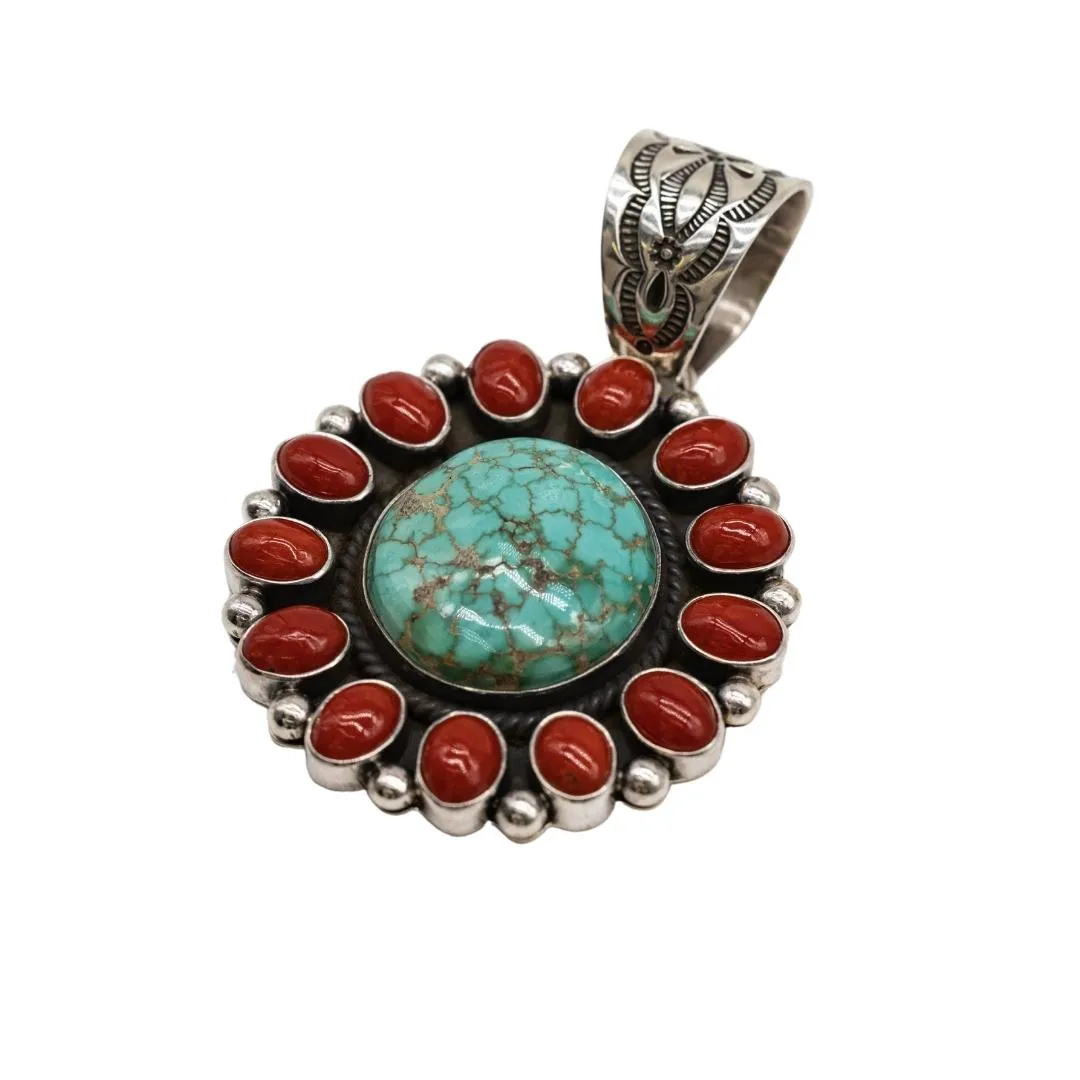 Carico Lake Turquoise and Mediterranean Coral Pendant