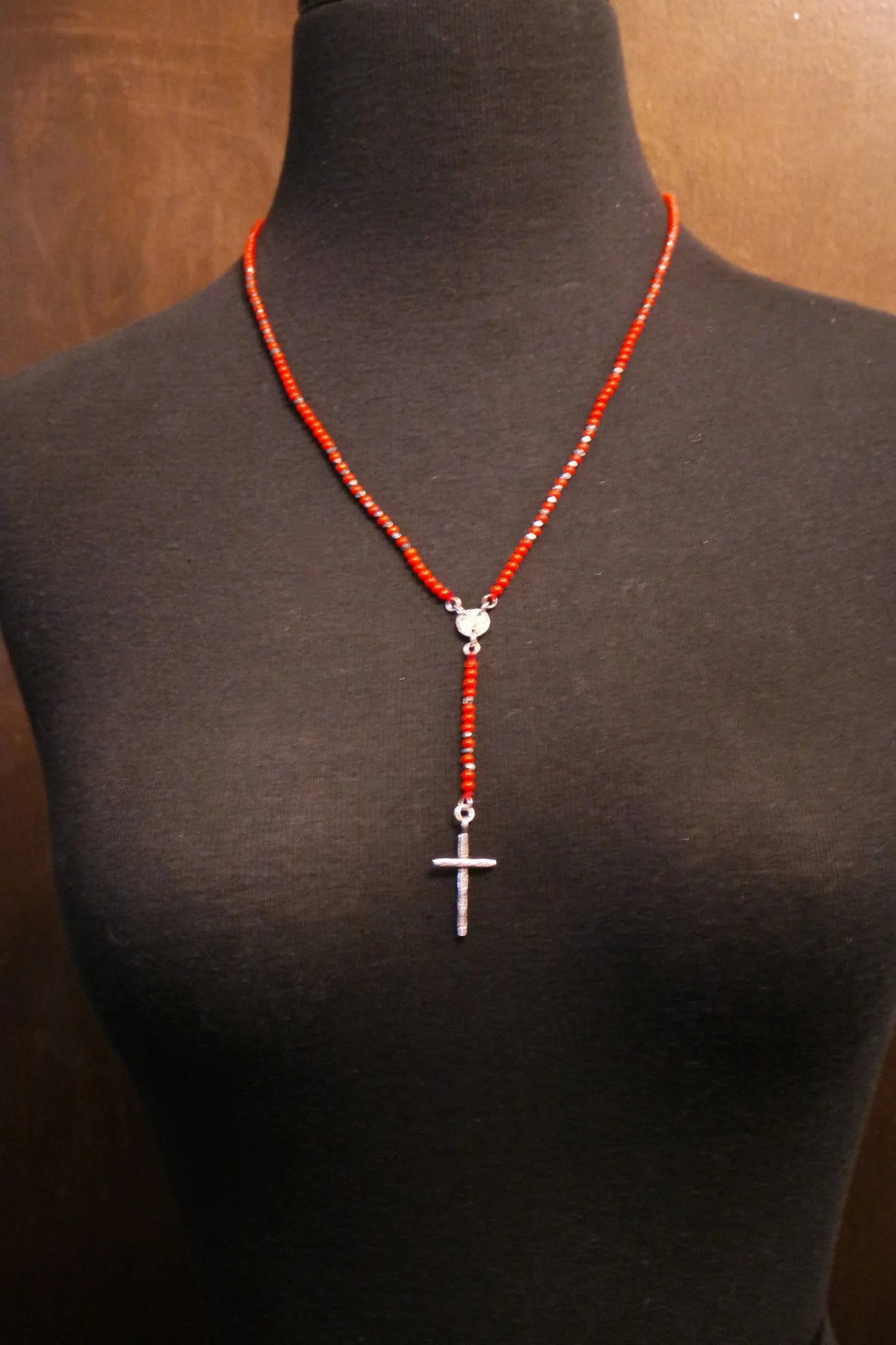 Chan Luu Red Coral and Silver Rosary Necklace