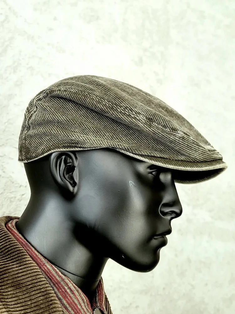 Corduroy Flat Cap - Distressed Vintage Beret - Casual Hat