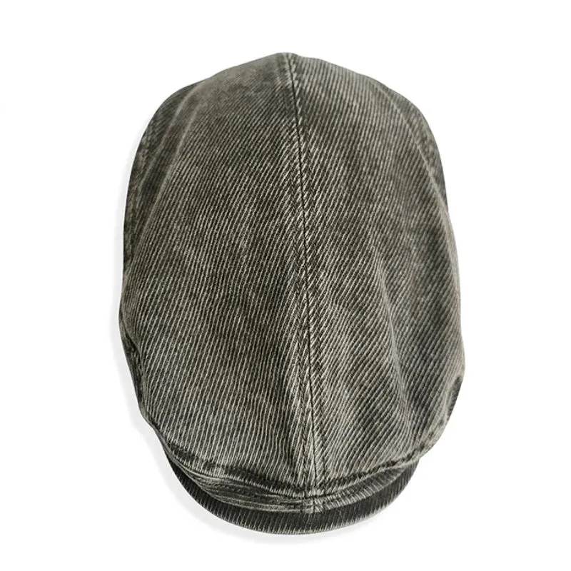 Corduroy Flat Cap - Distressed Vintage Beret - Casual Hat