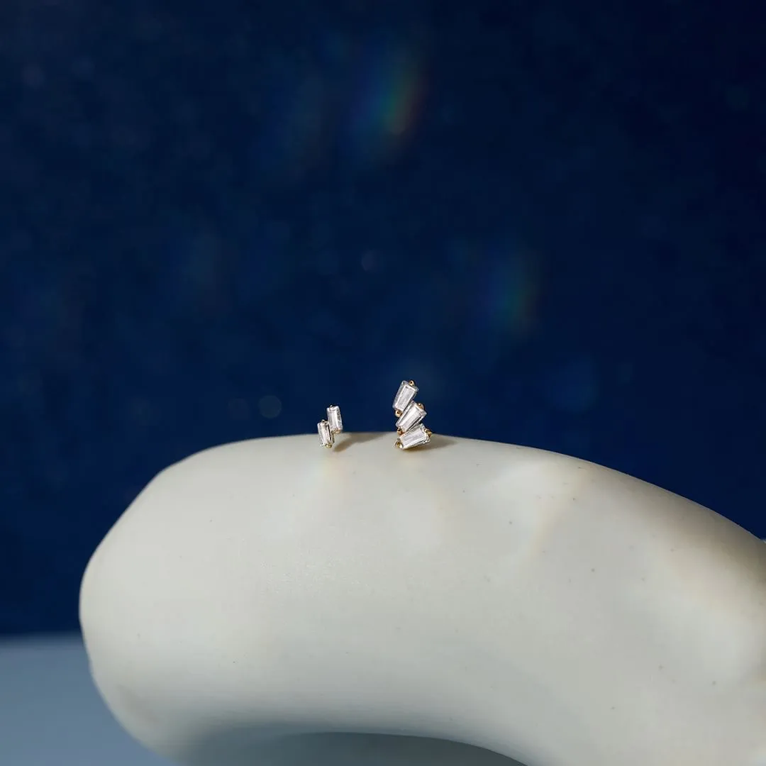 DEVON | Baguette Duo White Sapphire Threadless Flatback Earring