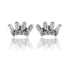Diamond Tiara Burst Style Stud Earrings