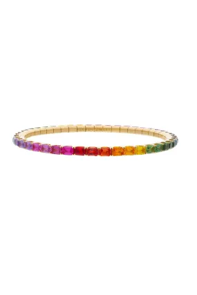Extensible Emerald Rainbow Stretch Tennis  Bracelet