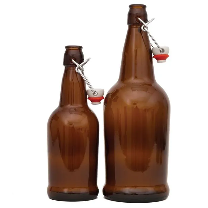 EZ Cap Swing Top Beer Bottles - 32 oz. Amber, case of 12