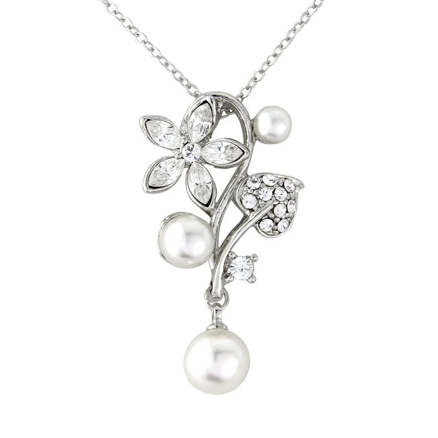 Fleur Crystal and Pearl Necklace