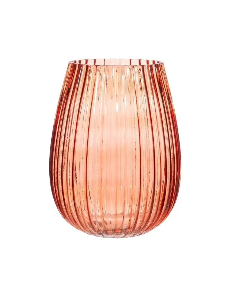 Glass Fluted Amber Vase