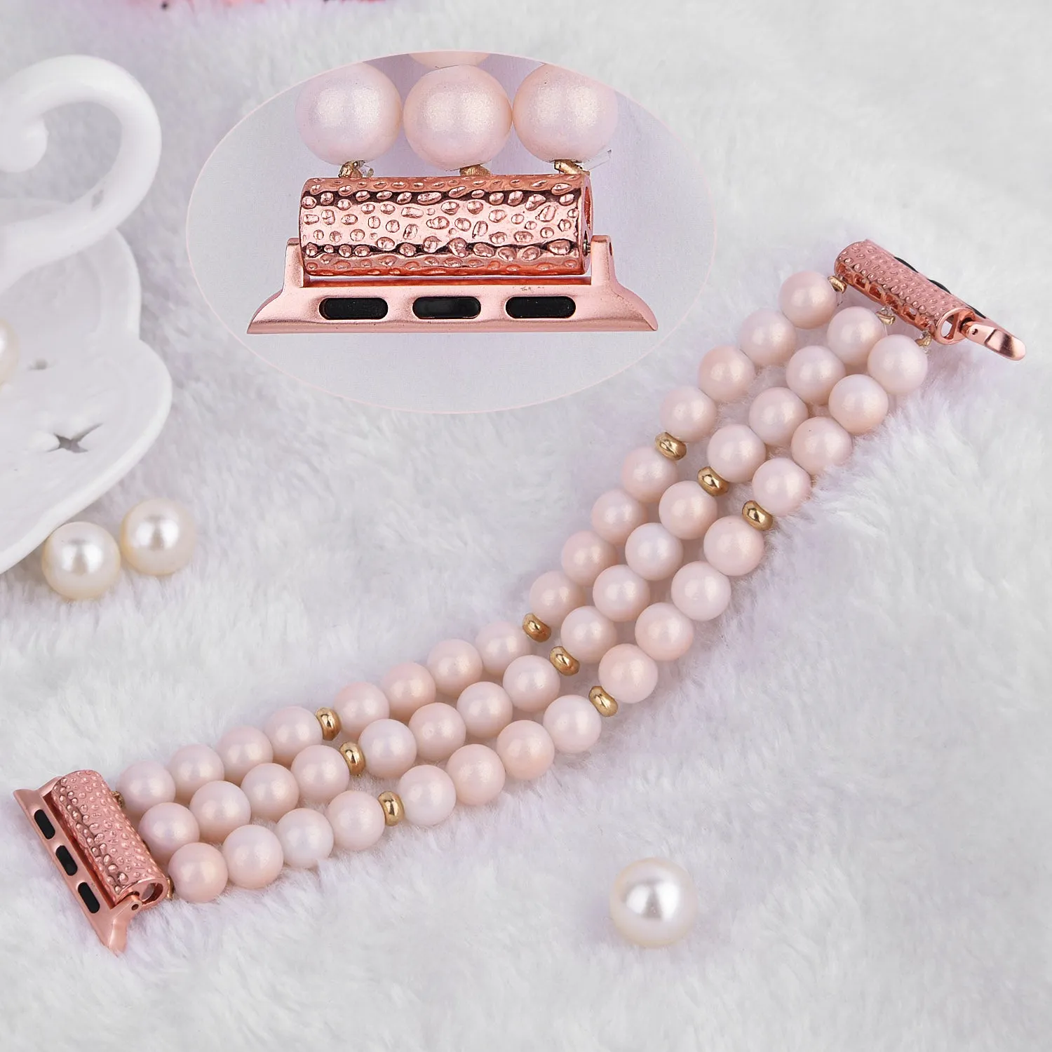 Handmade Beaded Pearl Band for Apple Watch-Assorted Colors