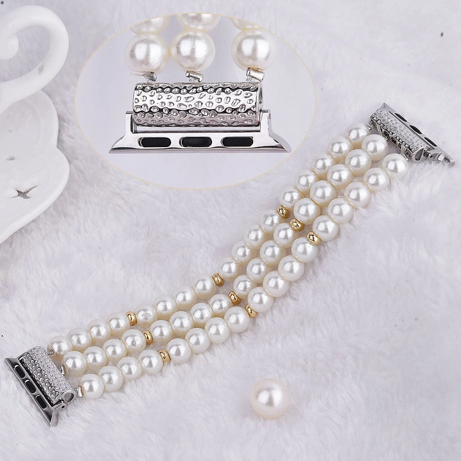 Handmade Beaded Pearl Band for Apple Watch-Assorted Colors