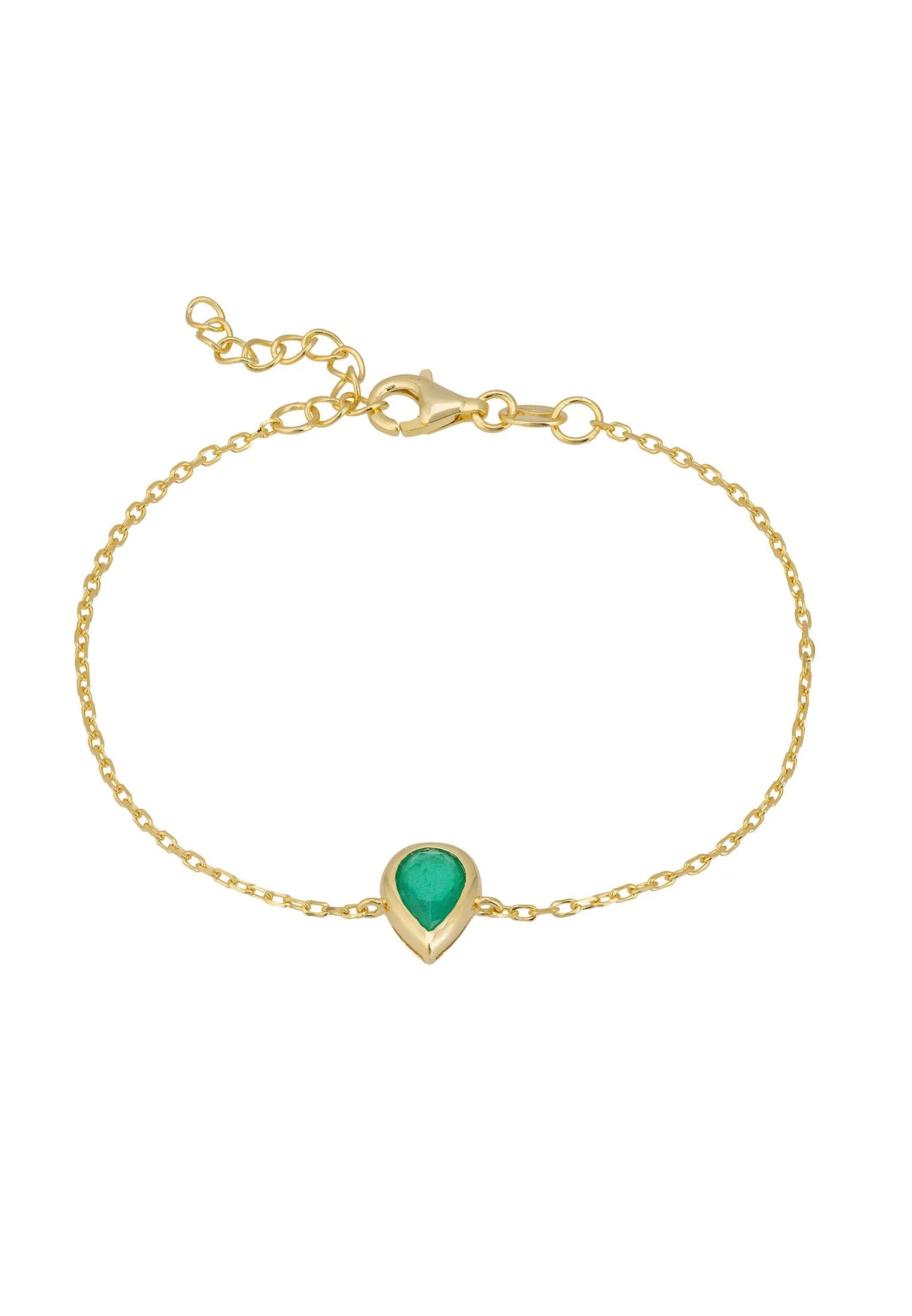 Harriett Mini Teardrop Colombian Emerald Bracelet Gold