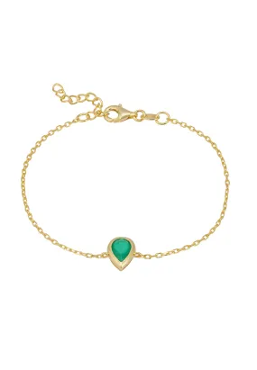 Harriett Mini Teardrop Colombian Emerald Bracelet Gold