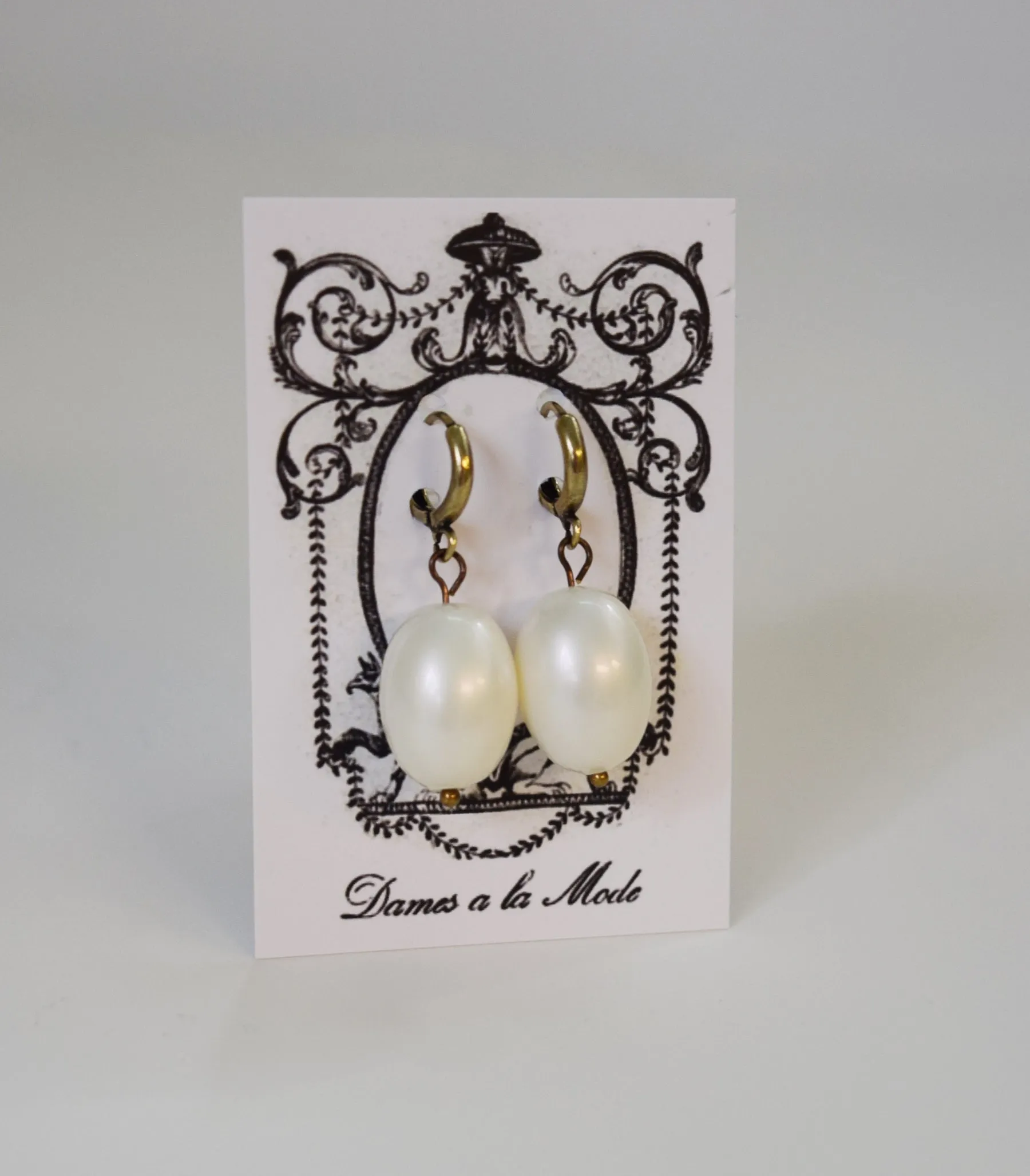 Large Shell Pearl Hoop Earrings