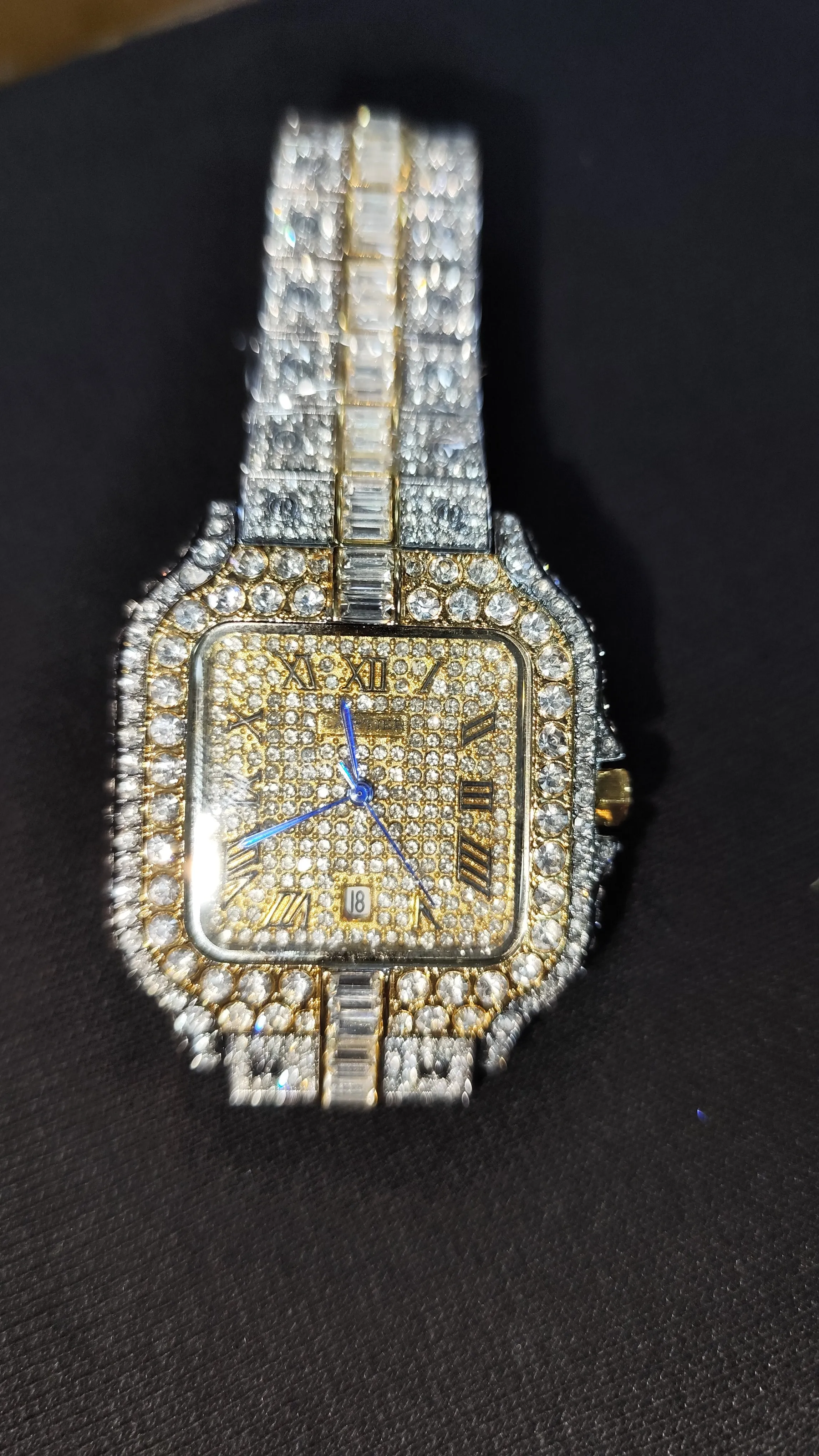 Luxury Premium Quality Ice Square Diamond Roman Numerals Watch For Men's| Exotic Ice Out Watch
