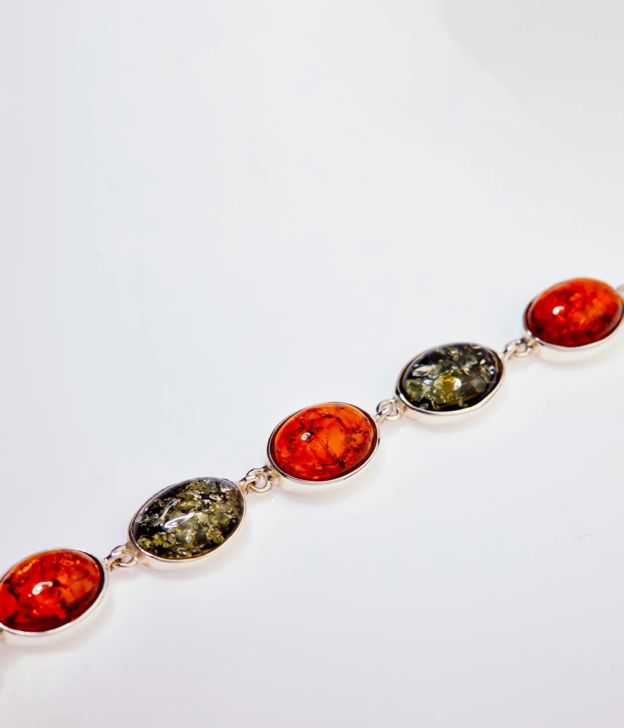 Multicolour Amber Serenity Bracelet - Handcrafted Baltic Amber & Sterling Silver Jewelry - Elegant & Unique