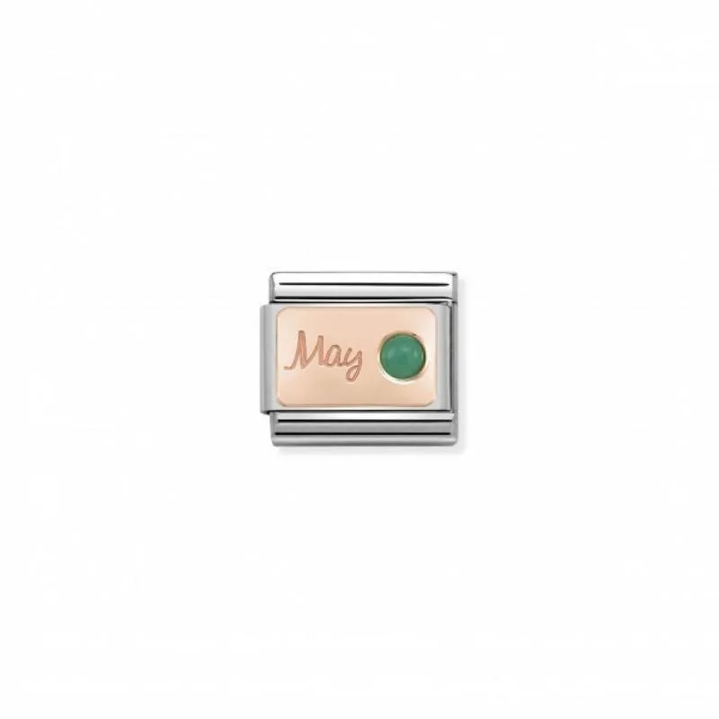 Nomination Composable Link May, Emerald Stone, 9K Rose Gold