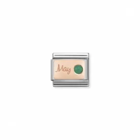 Nomination Composable Link May, Emerald Stone, 9K Rose Gold