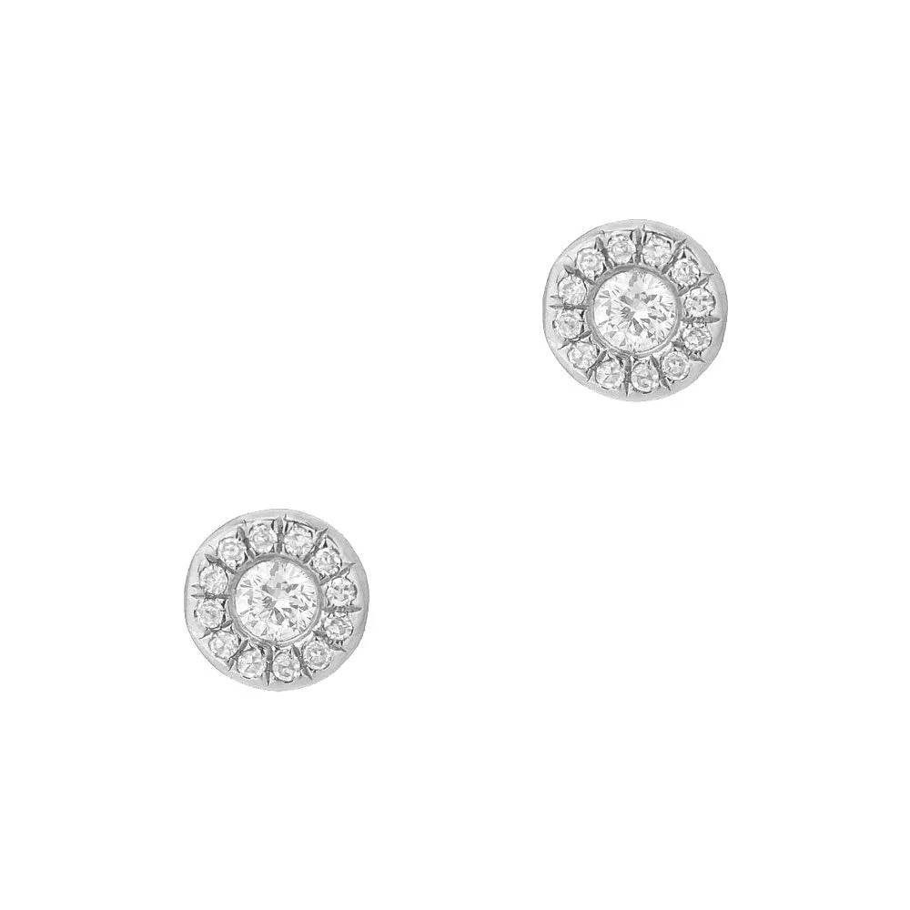 Petite Diamond Halo Post Earrings