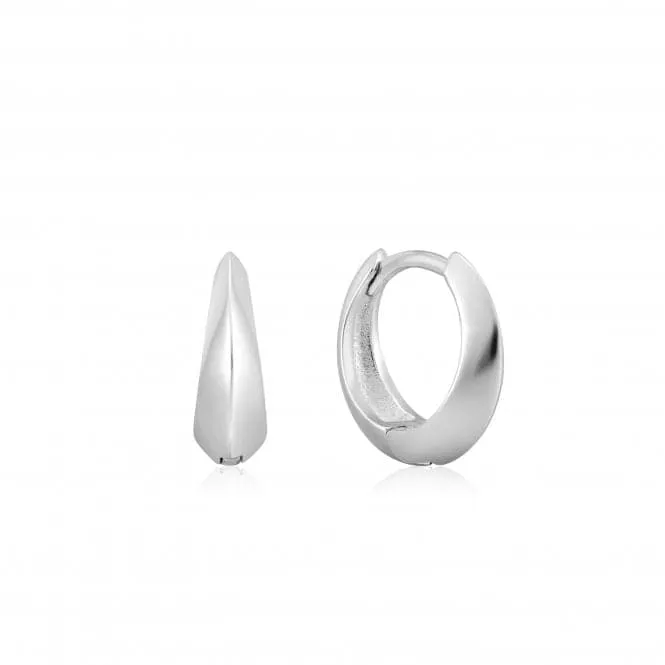 Rhodium Silver Single Spike Huggie Hoop Earrings E025-05H