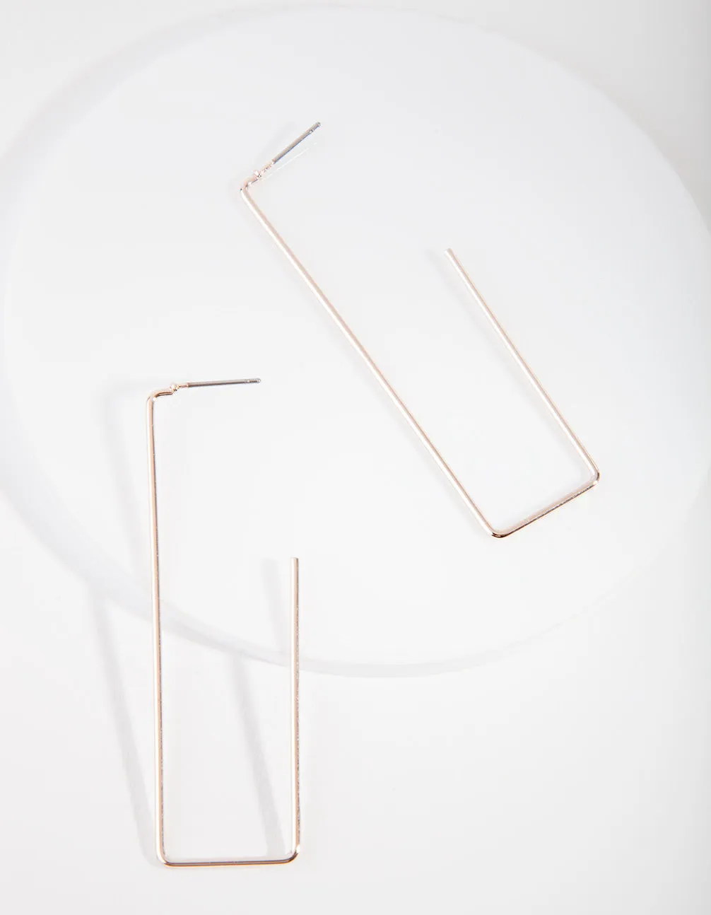 Rose Gold Rectangle Hoop Earrings