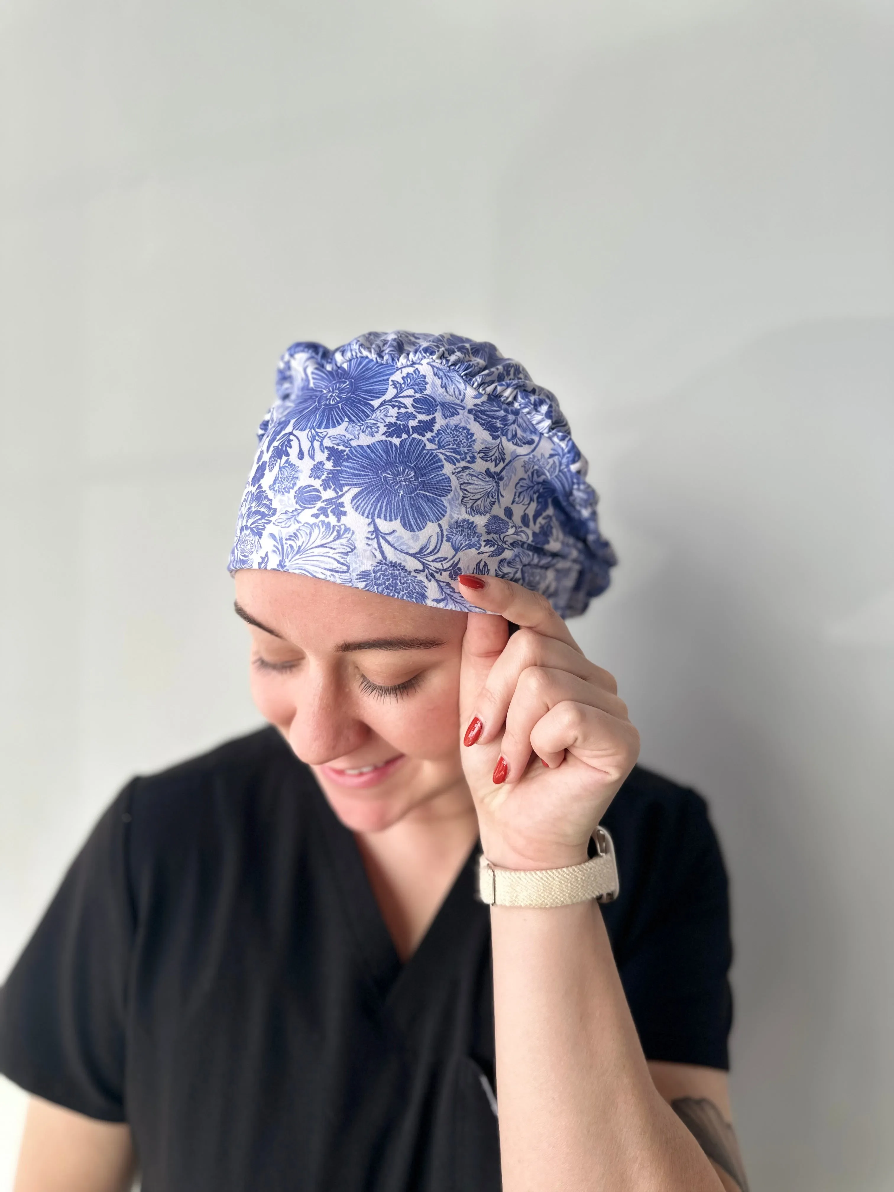 Scrub Hat - Blue Floral