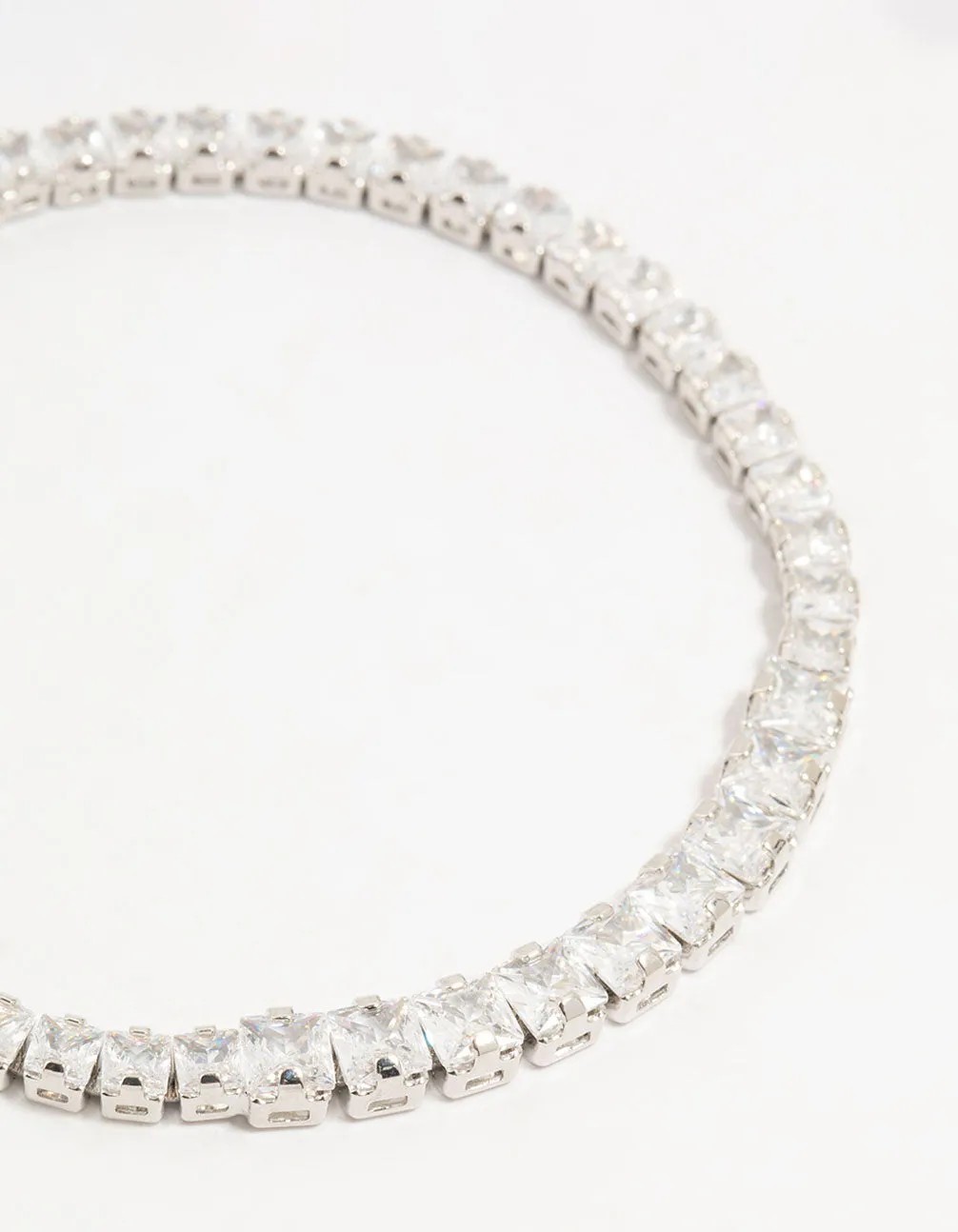 Silver Cubic Zirconia Graduating Square Tennis Bracelet