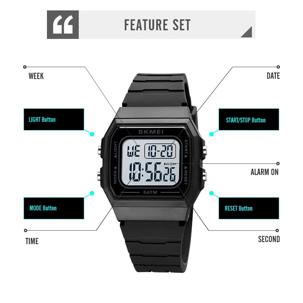 SKMEI 1683 38mm Small Square Watch w/ Luminous