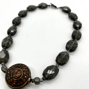 Smokey Quartz and Coral Bead Necklace