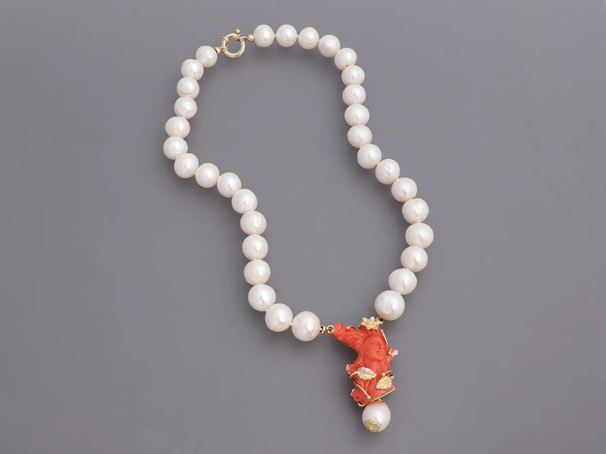 Tagliamonte 18K Gold-Plated Pearl and Natural Coral Pendant Necklace