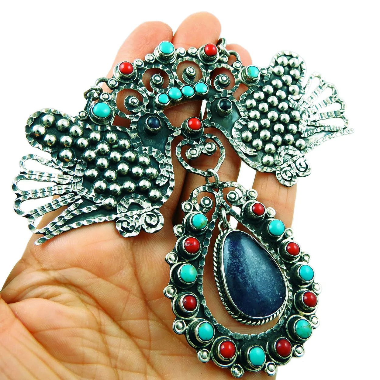 Taxco Sterling Silver Statement Lovebird Necklace