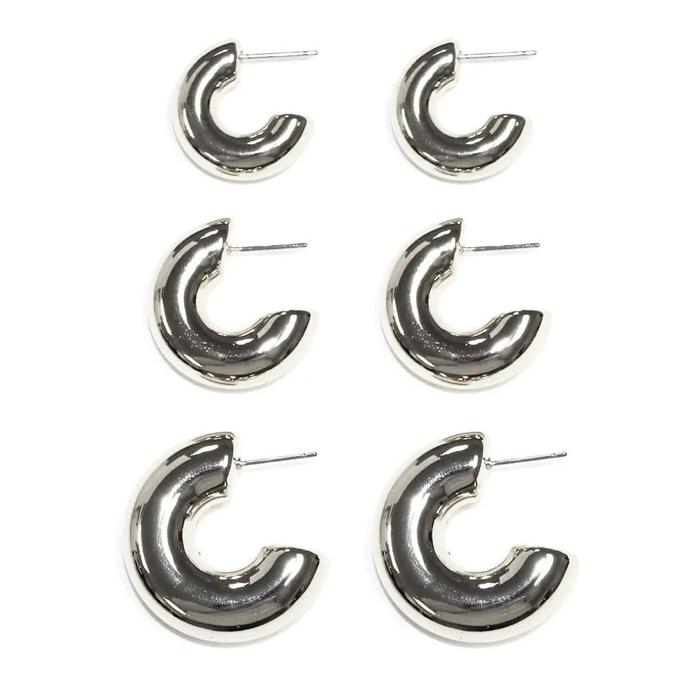 TE10546 Metallic C Shape Earring Set