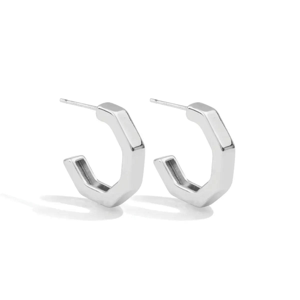 THICK OCTAGON HOOP EARRINGS (2 COLORS)
