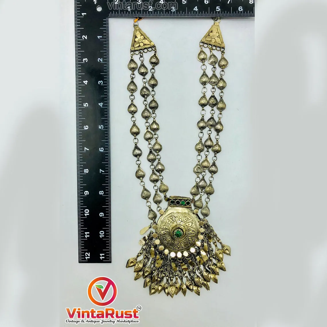 Tribal Boho Vintage Silver Kuchi Massive Necklace