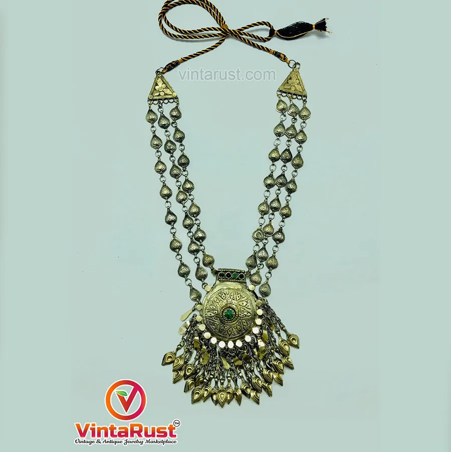 Tribal Boho Vintage Silver Kuchi Massive Necklace