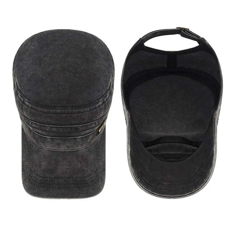 Unisex Sport Military Hats for Men Women Cotton Adjustable Snapback Hat Solid Baseball Caps Flat Top Outdoor Cap Male