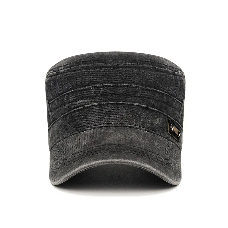 Unisex Sport Military Hats for Men Women Cotton Adjustable Snapback Hat Solid Baseball Caps Flat Top Outdoor Cap Male