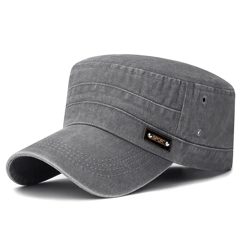 Unisex Sport Military Hats for Men Women Cotton Adjustable Snapback Hat Solid Baseball Caps Flat Top Outdoor Cap Male