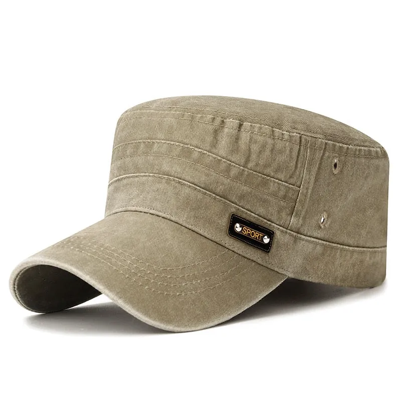 Unisex Sport Military Hats for Men Women Cotton Adjustable Snapback Hat Solid Baseball Caps Flat Top Outdoor Cap Male