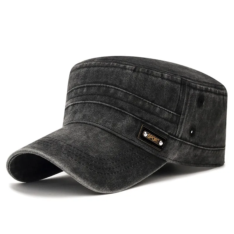 Unisex Sport Military Hats for Men Women Cotton Adjustable Snapback Hat Solid Baseball Caps Flat Top Outdoor Cap Male